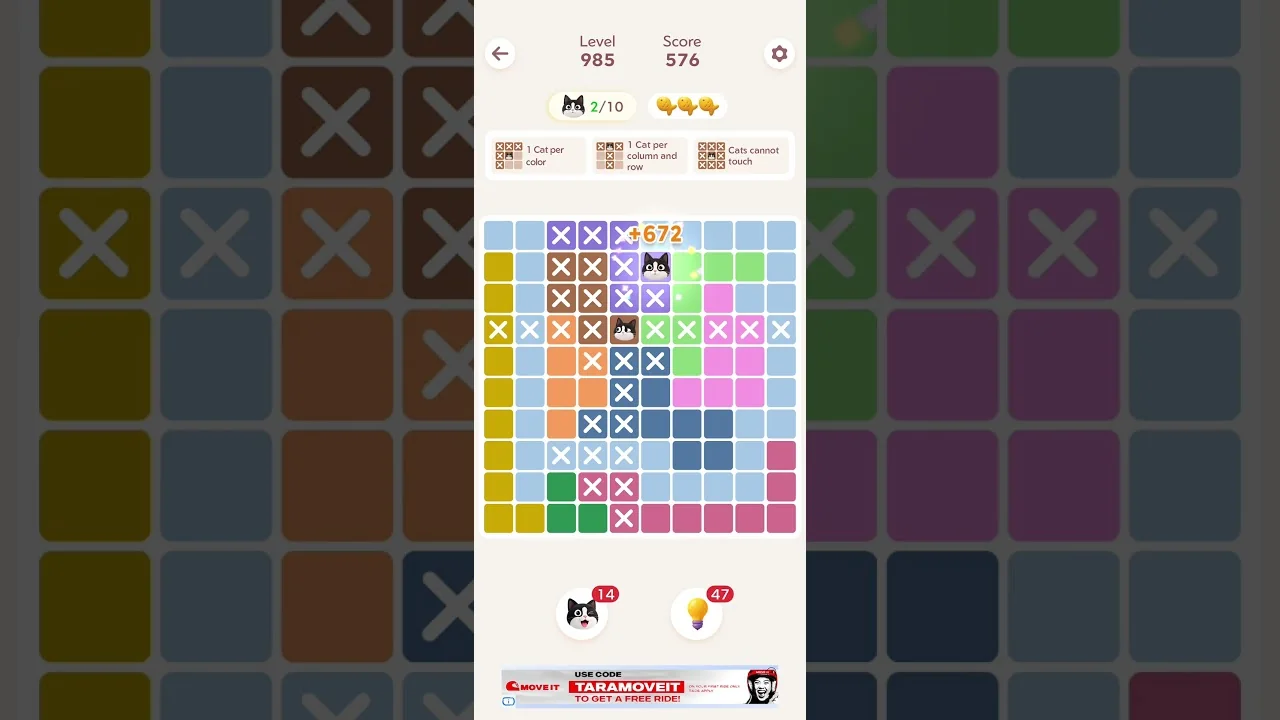 Meowdoku Level 985 board layout