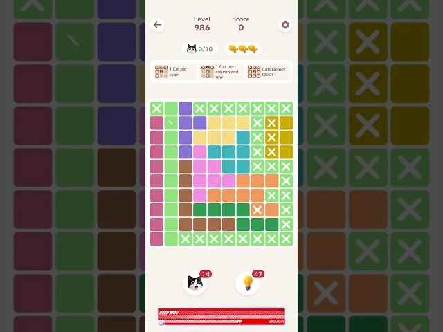 Meowdoku Level 986 board layout