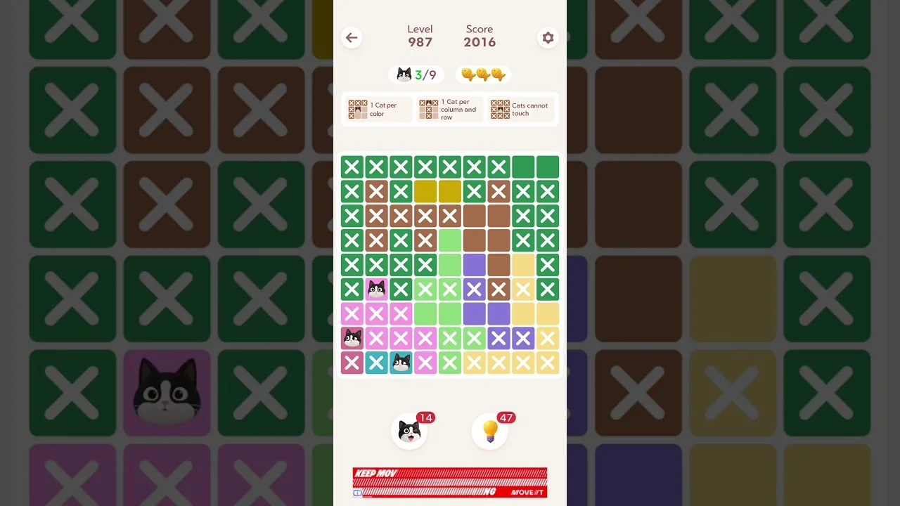 Meowdoku Level 987 board layout