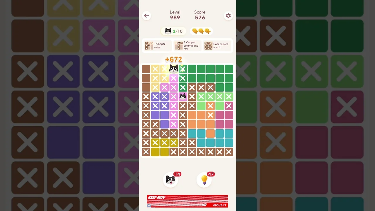 Meowdoku Level 989 board layout