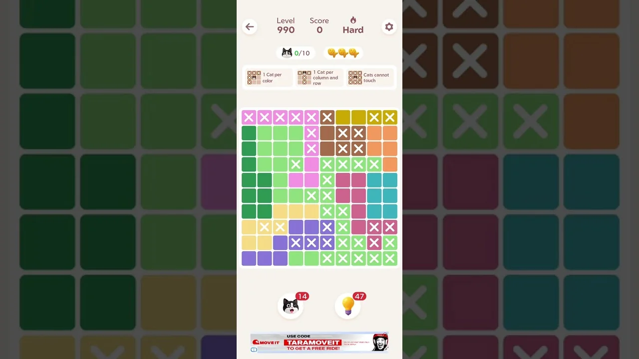 Meowdoku Level 990 board layout