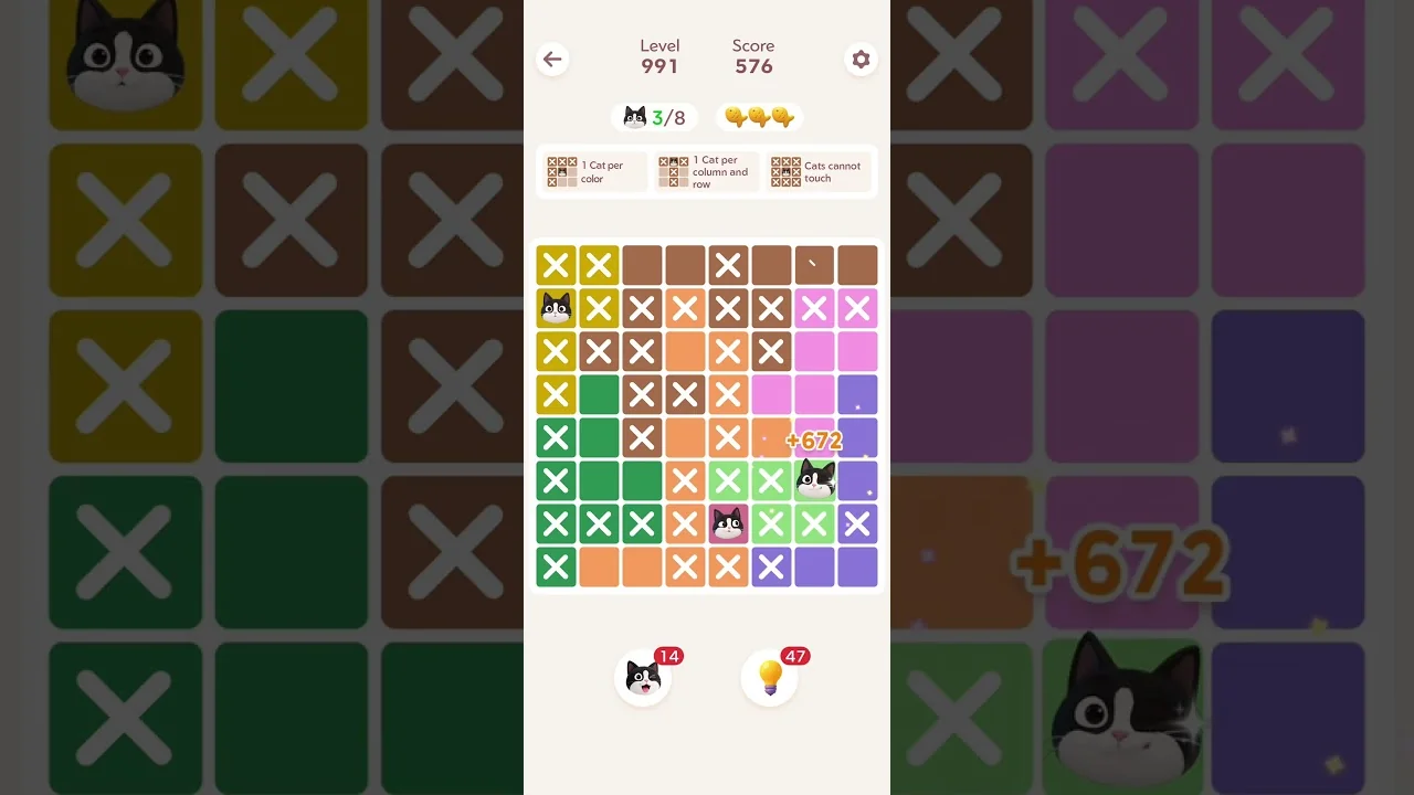 Meowdoku Level 991 board layout