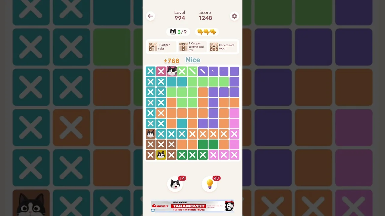 Meowdoku Level 994 board layout