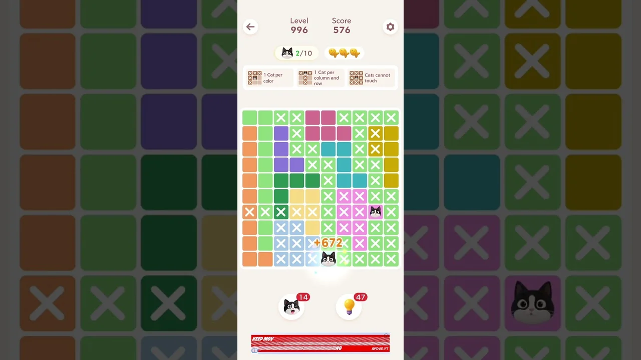 Meowdoku Level 996 board layout