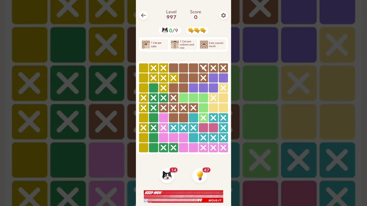 Meowdoku Level 997 board layout