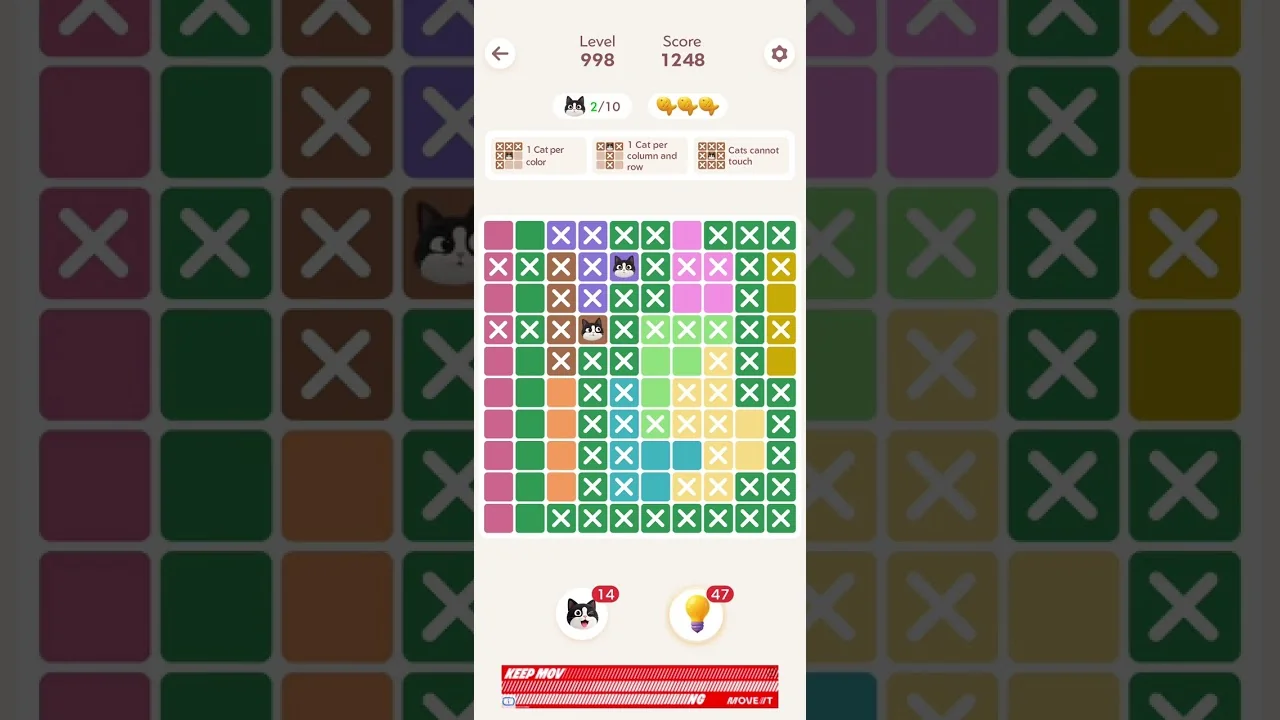 Meowdoku Level 998 board layout