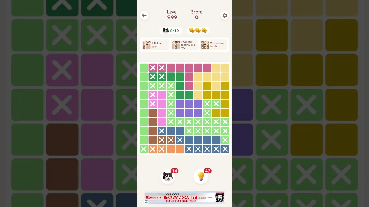 Meowdoku Level 999 board layout