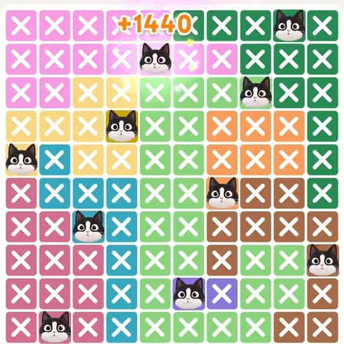 Meowdoku Level 1002 solved board with every cat placed