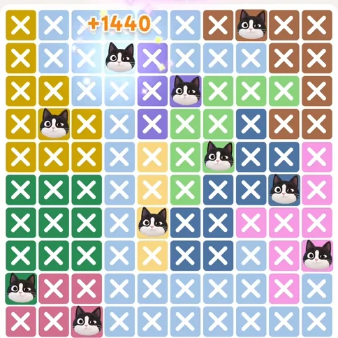 Meowdoku Level 1006 solved board with every cat placed