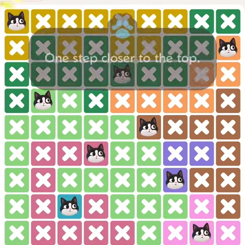Meowdoku Level 1017 solved board with every cat placed