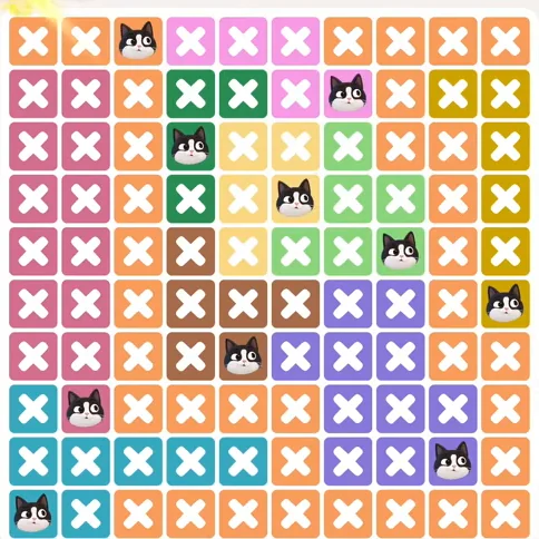Meowdoku Level 1019 solved board with every cat placed