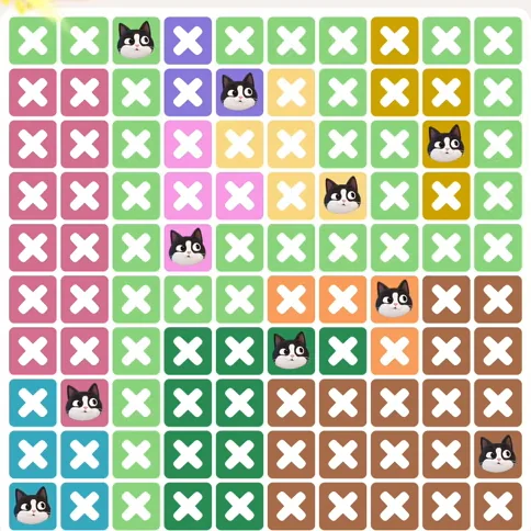Meowdoku Level 1022 solved board with every cat placed
