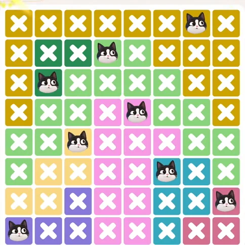 Meowdoku Level 1031 solved board with every cat placed
