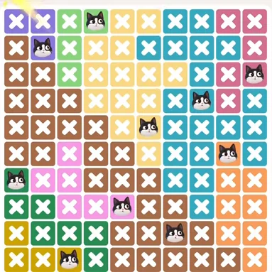 Meowdoku Level 1033 solved board with every cat placed