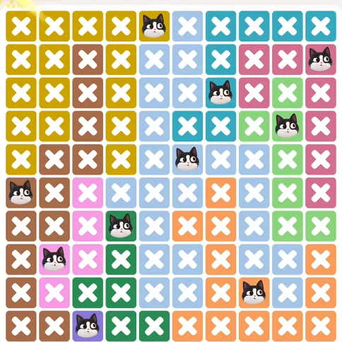Meowdoku Level 1040 solved board with every cat placed