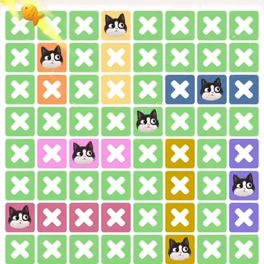 Meowdoku Level 1041 solved board with every cat placed