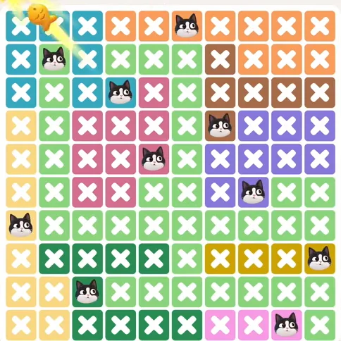 Meowdoku Level 1045 solved board with every cat placed