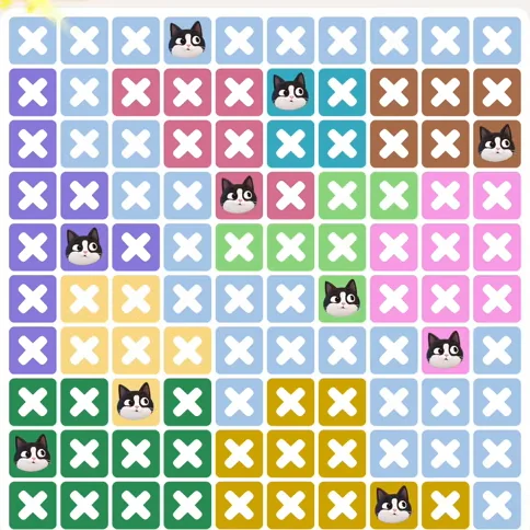 Meowdoku Level 1046 solved board with every cat placed