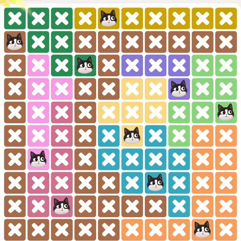 Meowdoku Level 1048 solved board with every cat placed