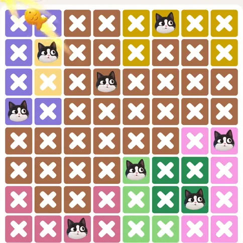 Meowdoku Level 1051 solved board with every cat placed