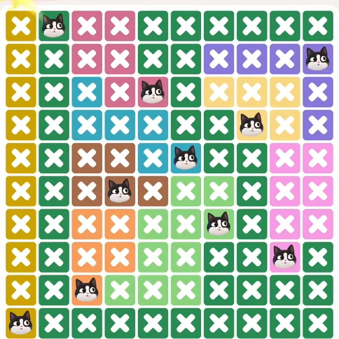 Meowdoku Level 1053 solved board with every cat placed