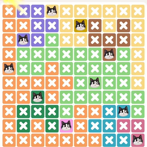 Meowdoku Level 1056 solved board with every cat placed