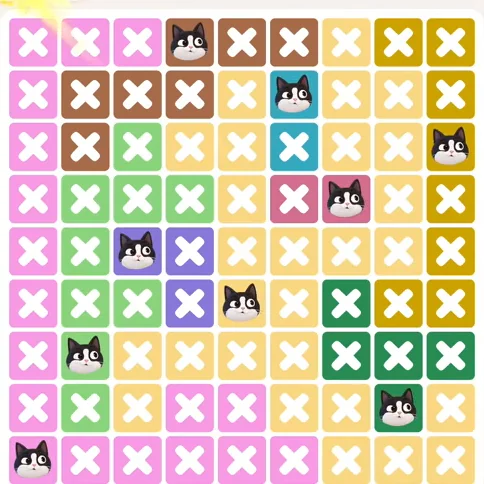Meowdoku Level 1057 solved board with every cat placed