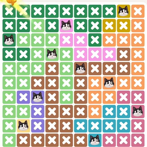 Meowdoku Level 1060 solved board with every cat placed