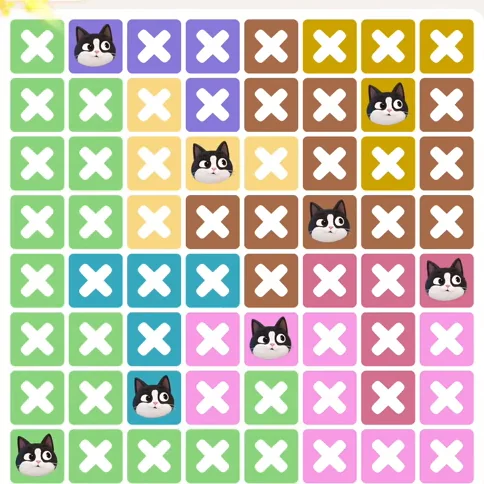 Meowdoku Level 1061 solved board with every cat placed