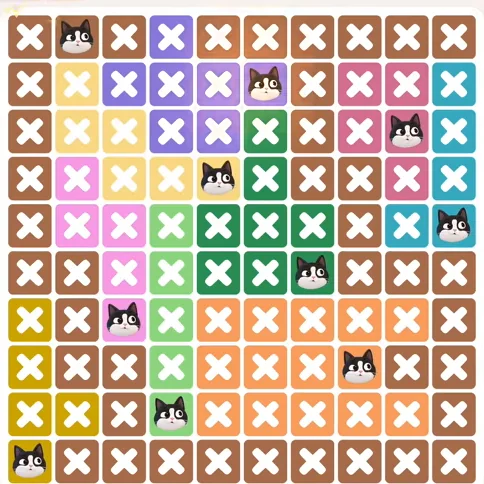 Meowdoku Level 1063 solved board with every cat placed