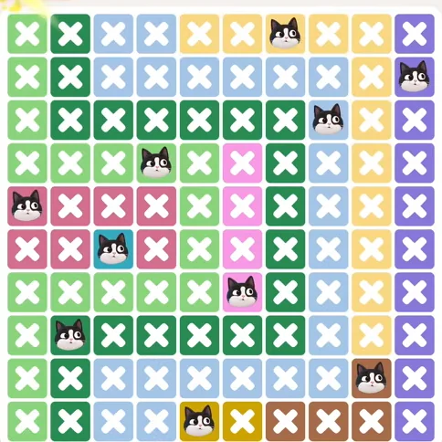 Meowdoku Level 1066 solved board with every cat placed