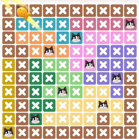Meowdoku Level 1072 solved board with every cat placed