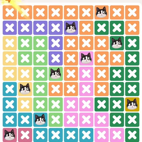 Meowdoku Level 1074 solved board with every cat placed