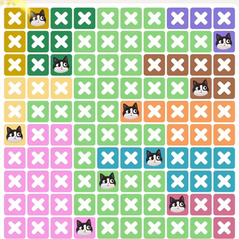 Meowdoku Level 1078 solved board with every cat placed