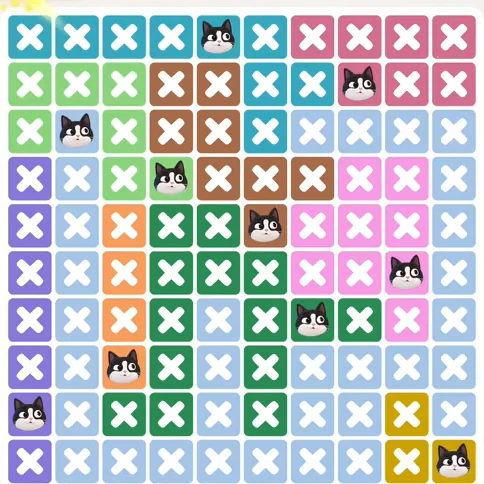 Meowdoku Level 1079 solved board with every cat placed