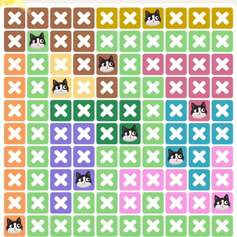 Meowdoku Level 1089 solved board with every cat placed