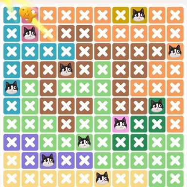 Meowdoku Level 1090 solved board with every cat placed