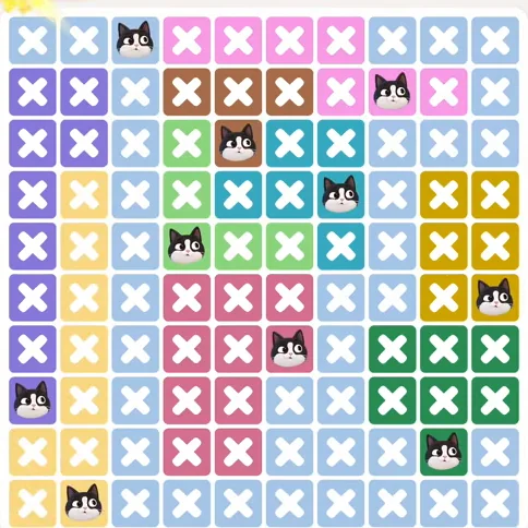 Meowdoku Level 1093 solved board with every cat placed