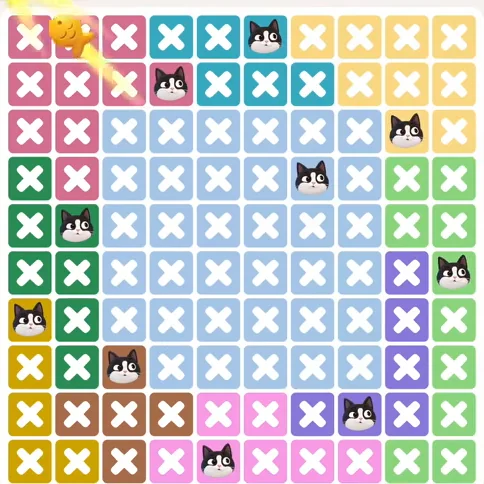 Meowdoku Level 1096 solved board with every cat placed