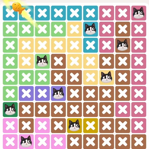 Meowdoku Level 1097 solved board with every cat placed