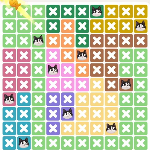 Meowdoku Level 1099 solved board with every cat placed