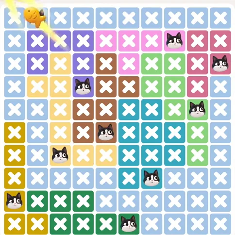 Meowdoku Level 1105 solved board with every cat placed