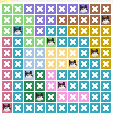 Meowdoku Level 1106 solved board with every cat placed