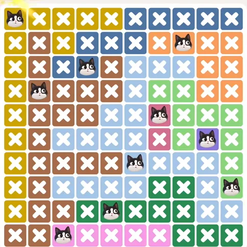 Meowdoku Level 1113 solved board with every cat placed