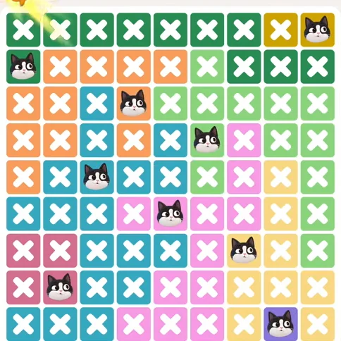 Meowdoku Level 1114 solved board with every cat placed