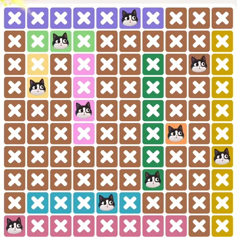 Meowdoku Level 1118 solved board with every cat placed