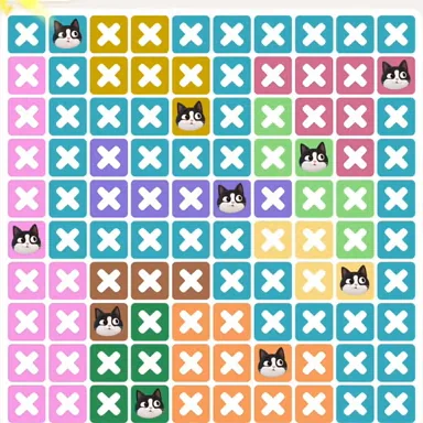 Meowdoku Level 1119 solved board with every cat placed