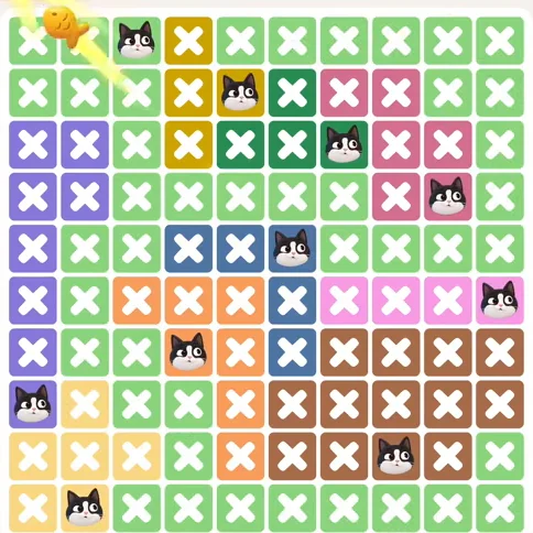 Meowdoku Level 1123 solved board with every cat placed