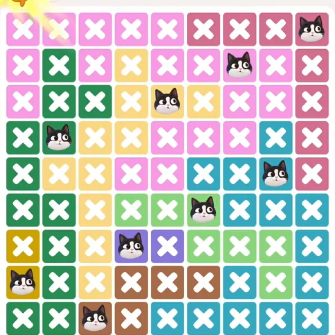 Meowdoku Level 1124 solved board with every cat placed