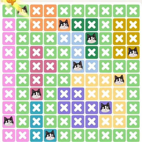 Meowdoku Level 1126 solved board with every cat placed